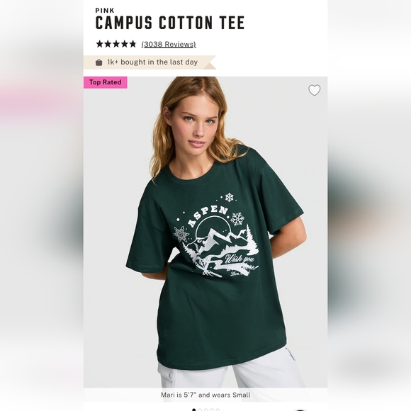 Victoria's secret pink NEW! campus cotton OVERSIZED short sleeve t-shirt MEDIUM - Picture 1 of 11